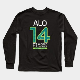 ALO 14 Logo Design - Lime Halftone Long Sleeve T-Shirt